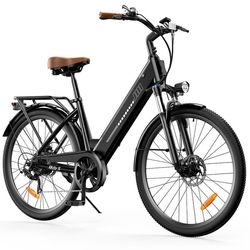 iScooter UcityS Sort – Fabriksdirekt 36V13Ah 90km rækkevidde 250W motor 25‑35km/t 26″ fedtdæk 7‑trins IP54