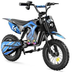 iScooter A14 Blå – Fabriksdirekt barn elskoter 500W, 27 km/h, 36V 5,2Ah batteri (22 km räckvidd), 14″ terrängdäck, bakre skivbroms, dubbelfjädring, Bluetooth, LED