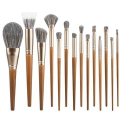 Technique PRO Walnut Makeup Brush Set - Eksklusivt sminkekostsett med 14 deler i valnøttre