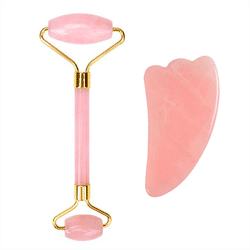 UNIQ Jade Roller og Gua Sha Sett i Rosenkvarts for Ansiktet