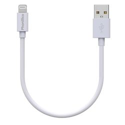 Kabel 20cm USB Lightning Laddare Vit för iPhone 14 / 13 / 12 / 11 / SE / X / XR / 7 / 8 / 6 / 5 / AirPods Phonillico