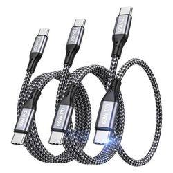 KALANKA USB‑C‑kabel Snabbladdning 60W PD Nylon 0,3m+1m+2m
