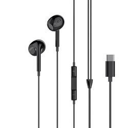 Til iPhone 15/16/17 kompatible USB-C In-Ear Hovedtelefoner med Mikrofon Sort