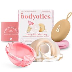 Bodyotics återanvändbar mensskiva 2-pack – beige & ljusrosa | 12 h skydd (S & L)