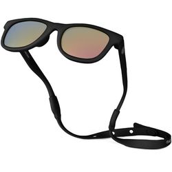 Baby Sunnies babysolbriller 0–24 mdr – sort, polariserede UV400 | uknuselig | rem medfølger
