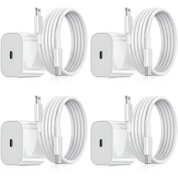 Laddare för iPhone - Snabbladdare - Adapter + Kabel 20W USB-C - 4-Pack iPhone
