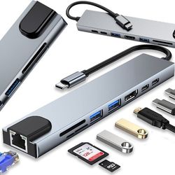 Adapteri 8-in-1 USB-C - Thunderbolt, HDMI, SD ja RJ45