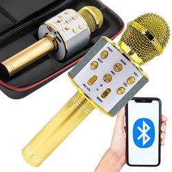 Trådløs mikrofon bluetooth karaoke højttaler rund med etui forskellige tilstande