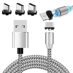 Magnetisk ladekabel 3w1 micro type-c usb lightning 1m