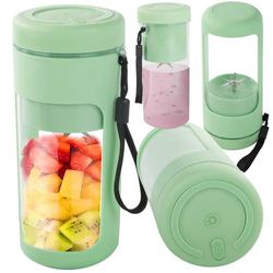 Bærbar USB trådløs smoothieblender, isknuser, rem - Grøn
