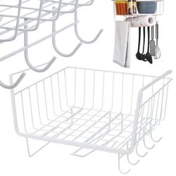 Metalkurv under skabstop, 5 kroge, papirholder - Hvid