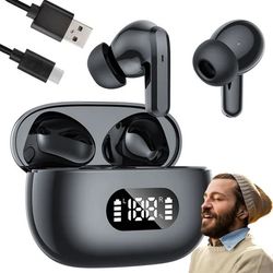 Trådløse Bluetooth-hovedtelefoner med in-ear-funktion, LED-opladningsetui og mikrofon