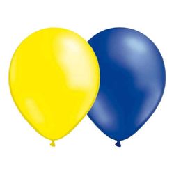 16-Pak - Ballonger Metallic Blå/Gul - Student, Sverige