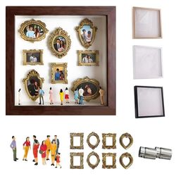 Minneramme med Figurer og LED-lys – DIY Fotodisplay - Brown