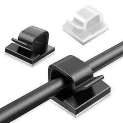 10-Pak Selvklæbende Kabelholdere - Kabelclips - 10-Pack Svarta