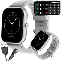Smartwatch dame/herre gummiarmbånd sport bluetooth opkald grå - Grey