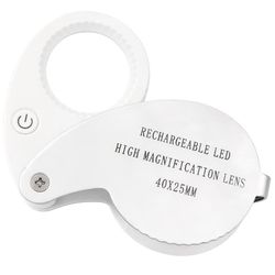 Forstørrelsesglass gullsmed 40x sammenleggbart 25 mm 9 LED