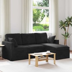 Soffa Svart 198 x 134 x 80 cm Sammet
