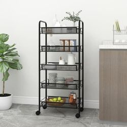 Rullvagn 5 våningar svart 46x26x105 cm järn