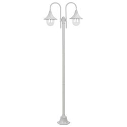 Lyktstolpe för trädgård E27 220 cm aluminium 2 lyktor vit