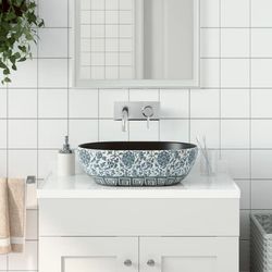 Handfat svart och blå oval 47x33x13 cm keramik