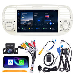 Fortdows Bilstereo Bilradio 7 tum för Fiat 500 2007-2015, 4+64 GB, CarPlay Android Auto, WiFi 6, AHD Backkamera