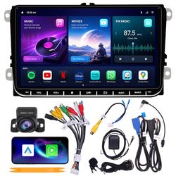 Fortdows Bilradio 9 tommer til Volkswagen Skoda SEAT, Quad-Core 4+64 GB, CarPlay Android Auto, WiFi 6, GPS, Bluetooth, AHD Bakkamera