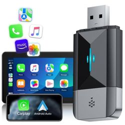 TOGUARD 2 i 1 trådlös Carplay-adapter för Apple Carplay & Android Auto WIFI 5.8GHz Plug & Play Bluetooth 5.0