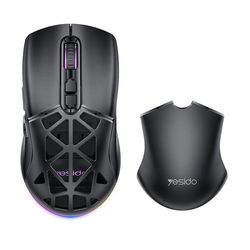 YESIDO Trådløs Spillmus 2.4G + Bluetooth + Kablet Mus med RGB-lys