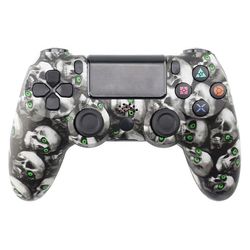 Trådlös spelkontroll för Sony PS4 Bluetooth Gamepad med Vibration - Skull Print