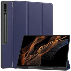 Til Samsung Galaxy Tab S10 Ultra Stativveske Støtsikker med Pennholder - Mørkeblå