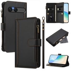 Til Sony Xperia 10 VII Etui med 9 kortpladser, lynlåspung og stativ - Sort