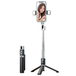 Selfie Pinne Utdragbar selfie-stativ 110 cm dubbla påfyllningsljus Fjärrkontroll