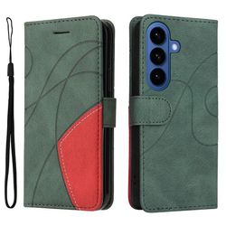 Til Samsung Galaxy S26+ Lommebokdeksel med Stativ Tofarget Design - Grønn