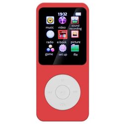 T1 1,8" skärm MP4 Musikspelare Bluetooth E-bok FM-radio inkl 64GB Minneskort Röd
