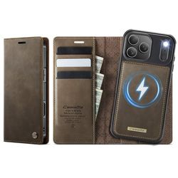 CASEME Til iPhone 17 Pro Max Lommebokdeksel Magnetisk Avtakbar RFID Beskyttelse - Coffee