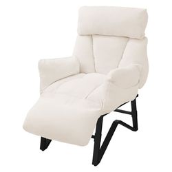 ML-Design recliner beige, fåtölj vardagsrum med linneöverdrag, ställbar TV-fåtölj med armstöd, fotstöd, sidofickor, loungefåtölj stoppad vingfåtölj