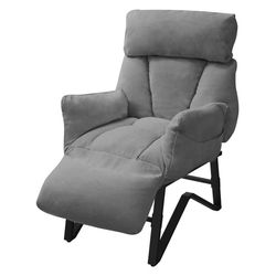 ML-Design recliner grå, fåtölj vardagsrum med linneskydd, ställbar TV-fåtölj med armstöd, fotstöd, sidofickor, loungefåtölj stoppad vingfåtölj