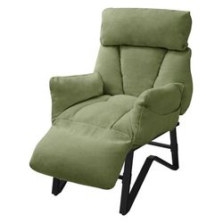 ML-Design reclinerfåtölj grön, fåtölj vardagsrum med linneskydd, TV-fåtölj ställbar med armstöd, fotstöd, sidofickor, loungefåtölj stoppad vingfåtölj