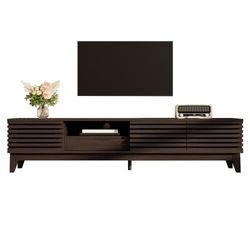 TV-bänk 170 cm med 3 dörrar och 1 låda, TV-möbel, TV-lågbänk i vintage träfärg, förvaring för vardagsrum, retro design
