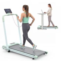 Kompakt skrivbordsgångband 2-i-1, justerbar lutning, bärbar, för gång/löpning/joggning, max 120 kg