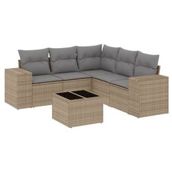 vidaXL sofasæt til haven 6 dele med hynder polyrattan beige