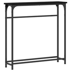 vidaXL Konsolbord med hylde Sort eg 75 x 19,5 x 75 cm Konstrueret træ