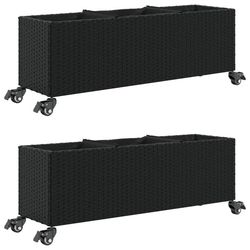 vidaXL plantekasser 2 stk. med hjul 107x32x38 cm polyrattan sort