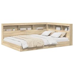 vidaXL Bogreol Seng Sonoma-eg 160 x 200 cm Konstrueret træ