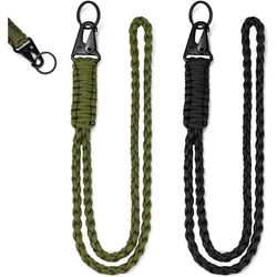 (Armygrønn, Svart) Paracord-nøkkelringer - Ikke spesifisert - 2 deler - Svart og grønn - 55 cm - Robuste og slitesterke