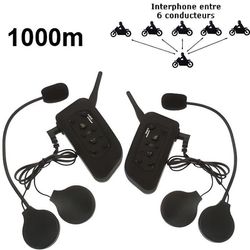 2-delt sett Motorsykkelintercom 1 km (maks. 6 personer via Bluetooth)