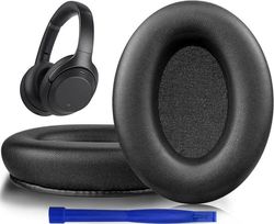 (Briljant-Svarta) Öronkuddar i lammskinnsskum för Sony WH-1000XM3 (WH1000XM3) Over-Ear-hörlurar, Öronkuddar med isolerande skum