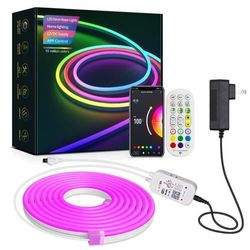(Flerfarvet) Neon LED Strip - RGBIC - 2M - Smart WiFi - IP67 Vandtæt - Flerfarvet