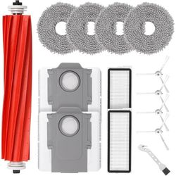 Tilbehørssett for Roborock Qrevo Plus/QRevo MaxV/QRevo Pro/Qrevo S robotstøvsuger, 1 rullebørste, 2 filtre, 4 mopper